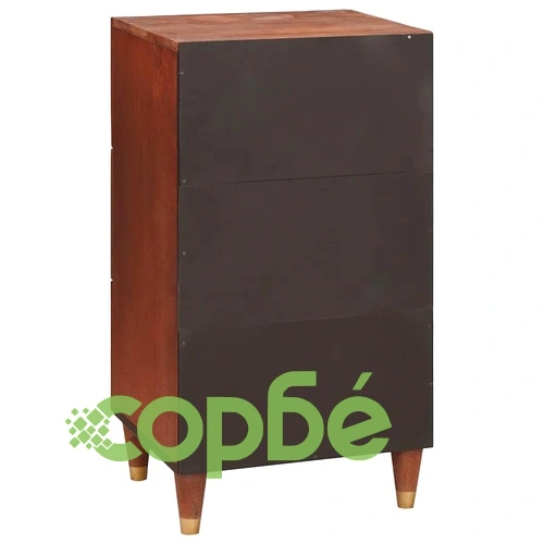 Служебен шкаф с 3 чекмеджета от мангово дърво и ратан 40x33.5x75 см кафяв ➤ топ цена ➤ sorbe.bg