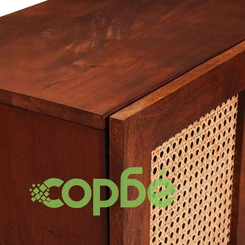 Шкаф от масивно мангово дърво и тръстика 90x33.5x75 см - кафяв ➤ топ цена ➤ sorbe.bg