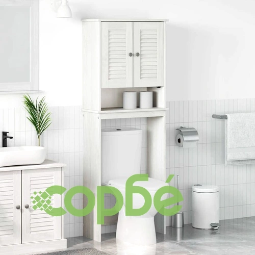 Тоалетен шкаф VIGO бял 60x27x161 см масивно борово дърво ➤ топ цена ➤ sorbe.bg
