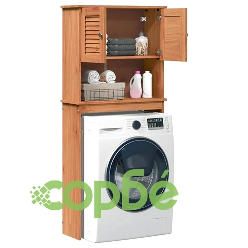 Шкаф за пералня VIGO от масивно борово дърво меденокафяв 72.5x27x161 см ➤ топ цена ➤ sorbe.bg