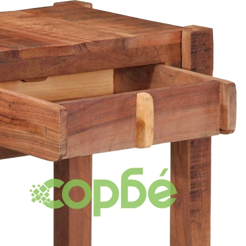 Конзолна маса от масивна акациева дървесина с 3 чекмеджета 107x33x76 см кафяво ➤ топ цена ➤ sorbe.bg