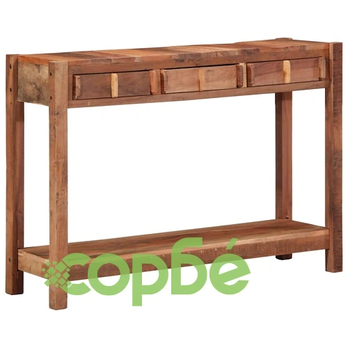 Конзолна маса от масивна акациева дървесина с 3 чекмеджета 107x33x76 см кафяво ➤ топ цена ➤ sorbe.bg