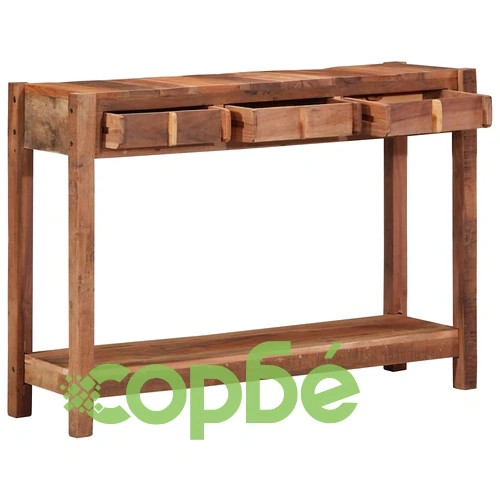 Конзолна маса от масивна акациева дървесина с 3 чекмеджета 107x33x76 см кафяво ➤ топ цена ➤ sorbe.bg