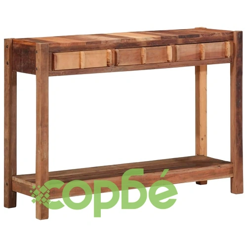 Конзолна маса от масивна акациева дървесина с 3 чекмеджета 107x33x76 см кафяво ➤ топ цена ➤ sorbe.bg