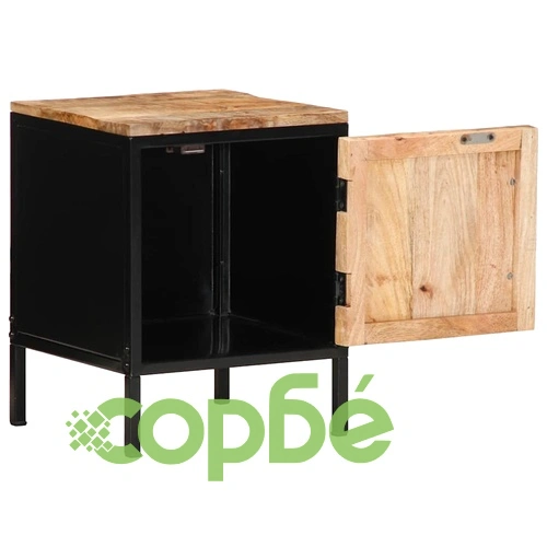 Нощни шкафове от масивна манговина 2 броя - кафяв и черен 30x30x40 см ➤ топ цена ➤ sorbe.bg