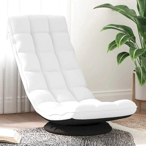 Въртящ се подов стол от плат, бял, 70x51x79 см, с 5 позиции за накланяне