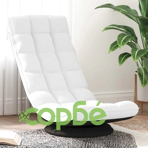 Въртящ се подов стол от плат, бял, 70x51x79 см, с 5 позиции за накланяне ➤ топ цена ➤ sorbe.bg