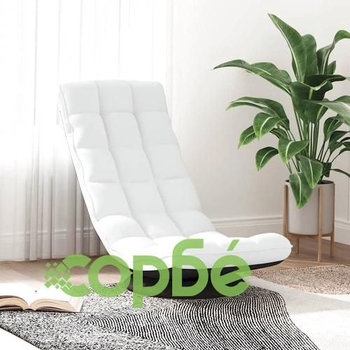 Въртящ се подов стол от плат, бял, 70x51x79 см, с 5 позиции за накланяне ➤ топ цена ➤ sorbe.bg