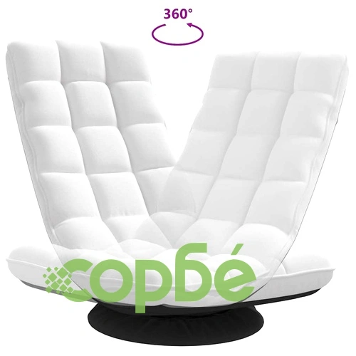 Въртящ се подов стол от плат, бял, 70x51x79 см, с 5 позиции за накланяне ➤ топ цена ➤ sorbe.bg