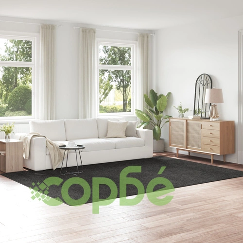 Пухкав Полиестерен Килим с Латексова Подложка в Тъмно Сиво 240x340 см ➤ топ цена ➤ sorbe.bg