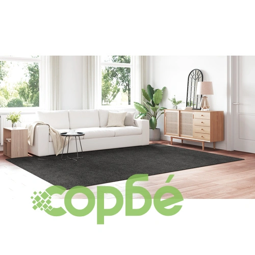 Пухкав Полиестерен Килим с Латексова Подложка в Тъмно Сиво 240x340 см ➤ топ цена ➤ sorbe.bg