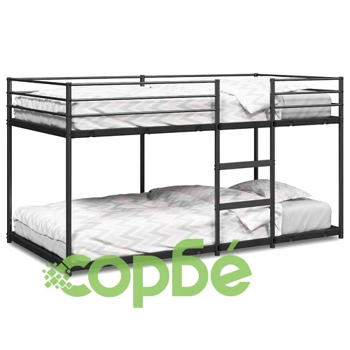 Двуетажно легло от стомана 75x190 см, черно, без матрак ➤ топ цена ➤ sorbe.bg