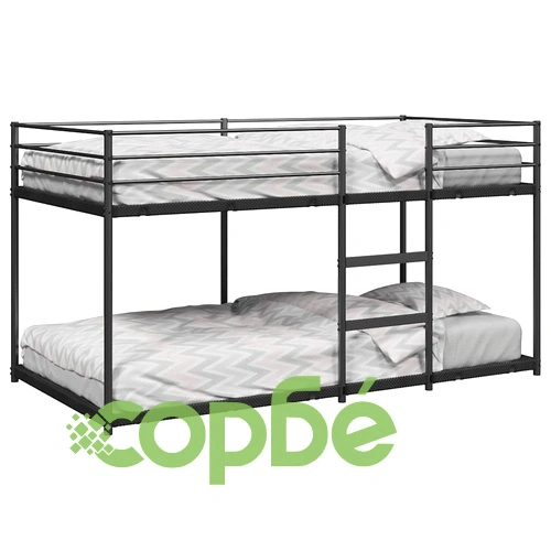 Двуетажно легло от стомана 90x200 см, черно, без матрак ➤ топ цена ➤ sorbe.bg