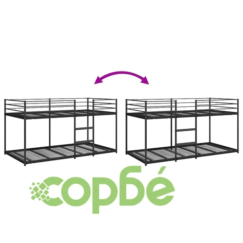 Двуетажно легло от стомана 90x200 см, черно, без матрак ➤ топ цена ➤ sorbe.bg