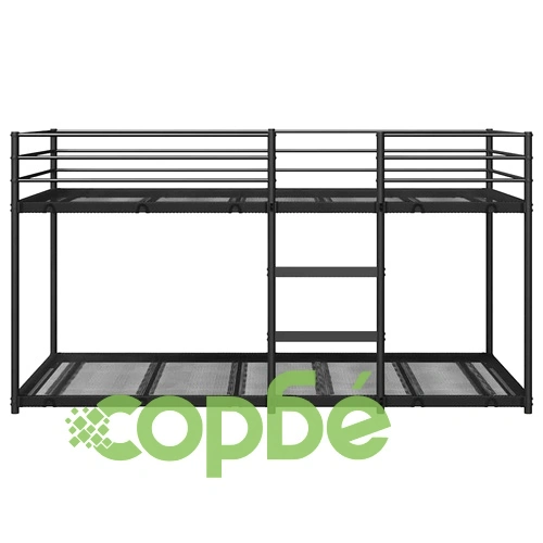 Двуетажно легло от стомана 100x200 см, черно, без матрак ➤ топ цена ➤ sorbe.bg