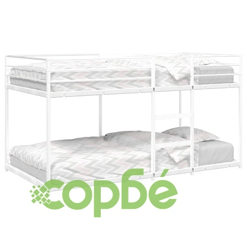 Двуетажно легло от стомана, бяло, 80x200 см, без матрак ➤ топ цена ➤ sorbe.bg