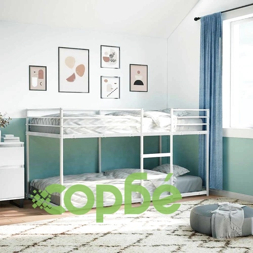 Двуетажно легло от стомана, бяло, 80x200 см, без матрак ➤ топ цена ➤ sorbe.bg