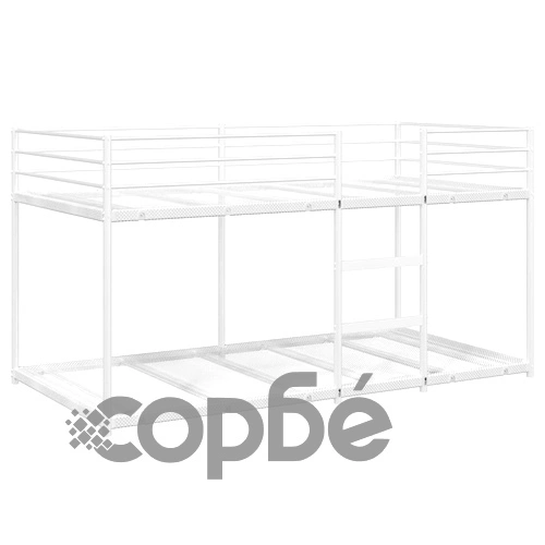 Двуетажно легло от стомана в бяло, 90x190 см, без матрак ➤ топ цена ➤ sorbe.bg