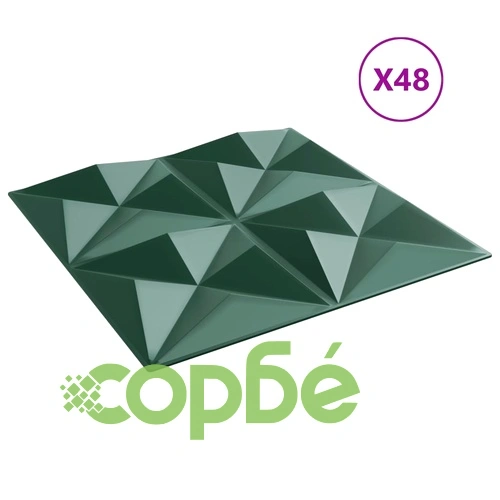 3D Стенни Панели Оригами 48 бр. Зелени 50x50 см XPS 12 м² ➤ топ цена ➤ sorbe.bg