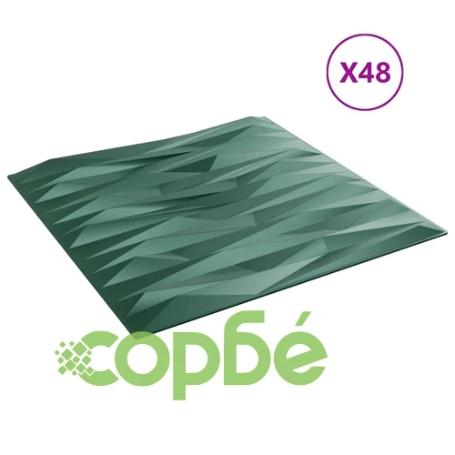 Стенни 3D панели от XPS пяна, 48 бр., зелени, 50x50 см, модел Камък, 12 м² ➤ топ цена ➤ sorbe.bg