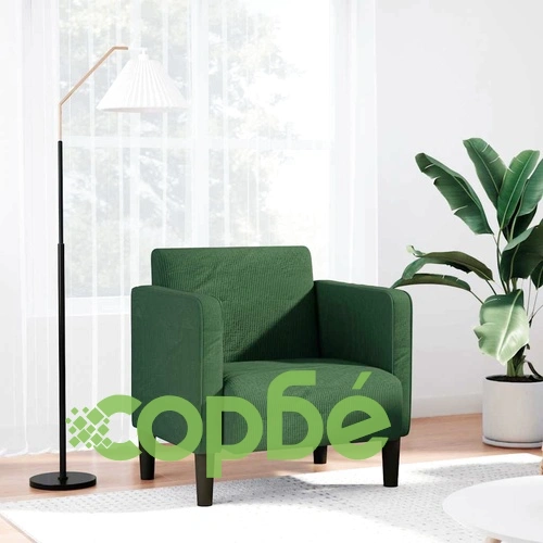 Разтегателен диван с подлакътници от велурена тъкан, зелен, 54 см ➤ топ цена ➤ sorbe.bg