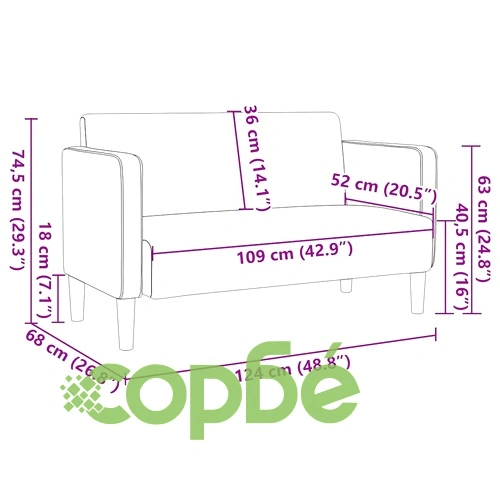 Двуместен Диван от Велурена Тъкан, Светлозелено-Сив, 109 см Ширина ➤ топ цена ➤ sorbe.bg