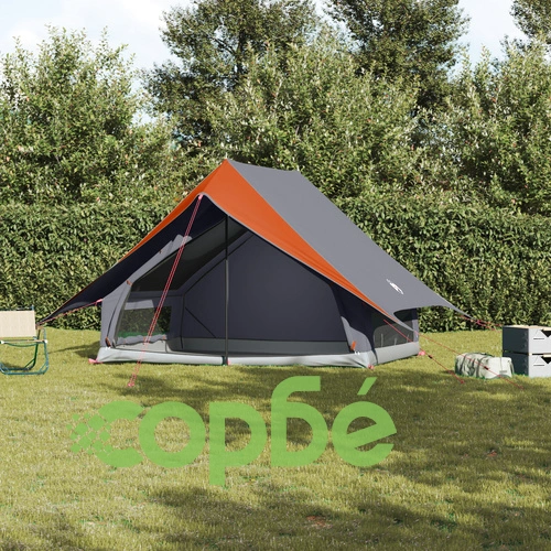 Къмпинг палатка A-Frame за 5 души - Сива и Оранжева Водонепромокаема Полиестер 256x256x185 см ➤ топ цена ➤ sorbe.bg