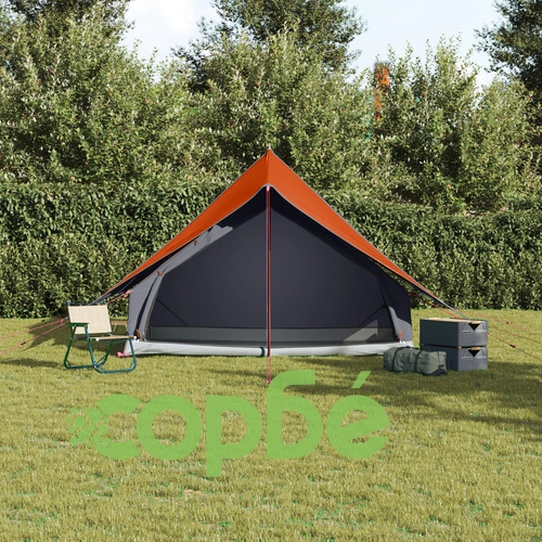 Къмпинг палатка A-Frame за 5 души - Сива и Оранжева Водонепромокаема Полиестер 256x256x185 см ➤ топ цена ➤ sorbe.bg