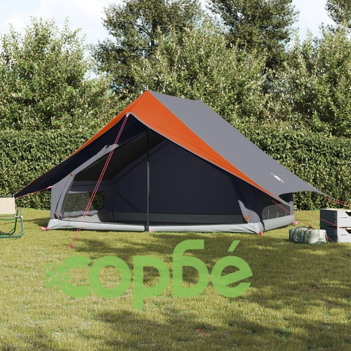 Семейна палатка A-Frame 7-местна Сива и Оранжева Водоустойчива от Полиестер 286x315x200 см ➤ топ цена ➤ sorbe.bg