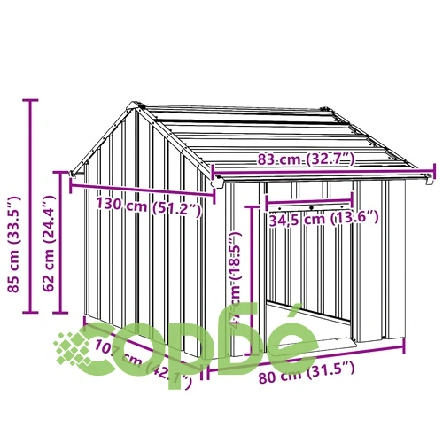 Къща за кучета с покрив от поцинкована стомана - 83x130x85 cm, водоустойчива и издръжлива ➤ топ цена ➤ sorbe.bg