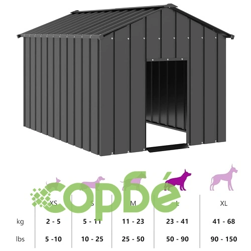 Просторна Къща за Кучета с Покрив 113x153x101 см от Поцинкована Стомана ➤ топ цена ➤ sorbe.bg