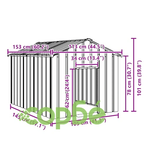 Къща за кучета с покрив от поцинкована стомана 113x153x101 cm ➤ топ цена ➤ sorbe.bg