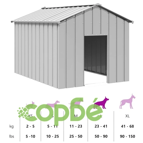 Къща за кучета с покрив от поцинкована стомана 113x153x101 cm ➤ топ цена ➤ sorbe.bg