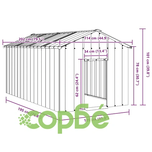Просторна Къща за Кучета с Покрив от Поцинкована Стомана 114x202x101 cm ➤ топ цена ➤ sorbe.bg