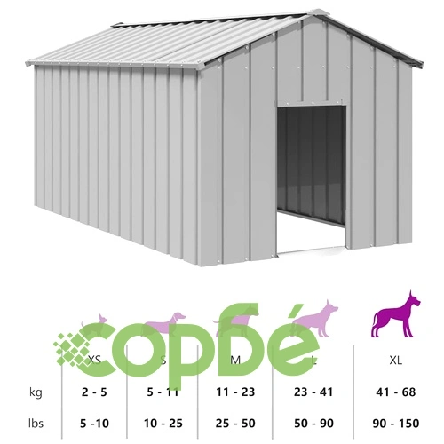 Просторна Къща за Кучета с Покрив от Поцинкована Стомана 114x202x101 cm ➤ топ цена ➤ sorbe.bg