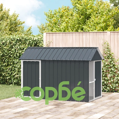 Просторна Метална Клетка за Птици Антрацит 112x215x141 см от Поцинкована Стомана за Градина ➤ топ цена ➤ sorbe.bg