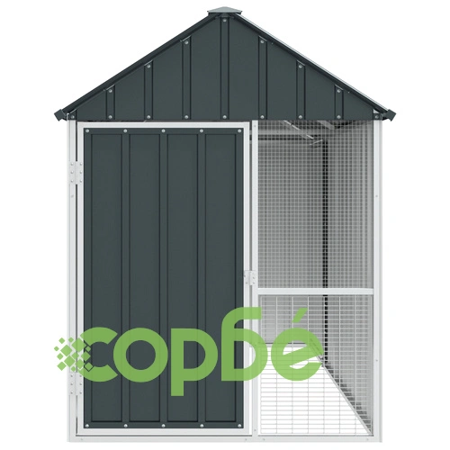 Просторна Метална Клетка за Птици Антрацит 112x215x141 см от Поцинкована Стомана за Градина ➤ топ цена ➤ sorbe.bg