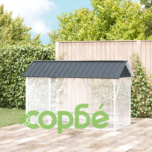 Просторна Клетка за Птици Антрацит 227x112x141 см от Прахово Боядисана Стомана за Градина ➤ топ цена ➤ sorbe.bg