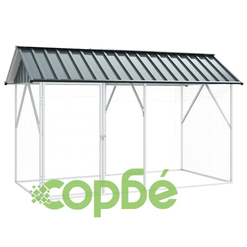 Просторна Клетка за Птици Антрацит 227x112x141 см от Прахово Боядисана Стомана за Градина ➤ топ цена ➤ sorbe.bg