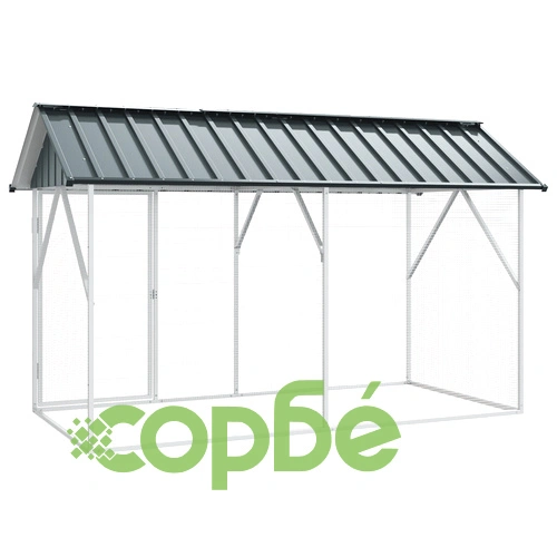 Просторна Клетка за Птици Антрацит 227x112x141 см от Прахово Боядисана Стомана за Градина ➤ топ цена ➤ sorbe.bg