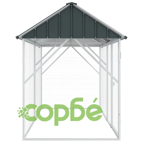 Просторна Клетка за Птици Антрацит 227x112x141 см от Прахово Боядисана Стомана за Градина ➤ топ цена ➤ sorbe.bg