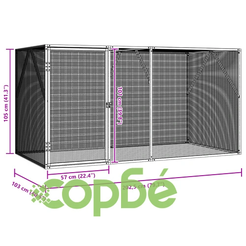 Клетка за птици от стомана, антрацит, 102x208x108 см, за външна употреба ➤ топ цена ➤ sorbe.bg