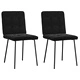 Трапезни столове от кадифе, 2 бр, черни, метална и дървена конструкция