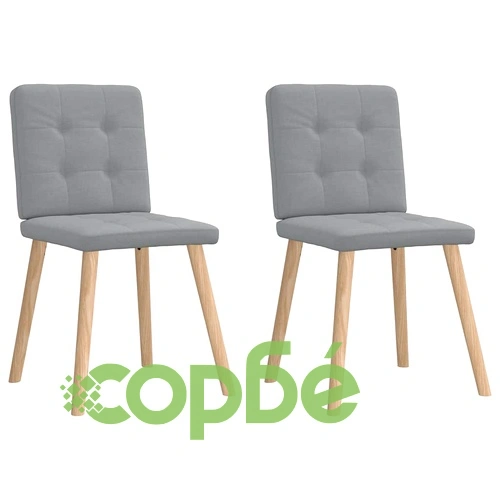 Трапезни столове, 2 бр, светлосиви, текстил, с метална рамка ➤ топ цена ➤ sorbe.bg