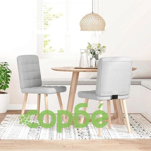 Трапезни столове Cloud - 2 броя, сив плат, метална и дървена рамка ➤ топ цена ➤ sorbe.bg