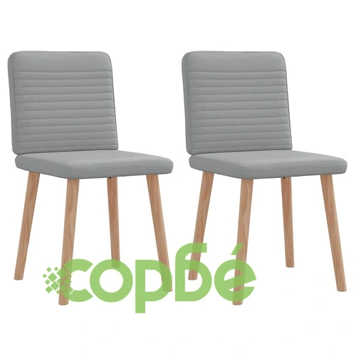 Трапезни столове, 2 бр, светлосиви, текстил, с метална основа ➤ топ цена ➤ sorbe.bg