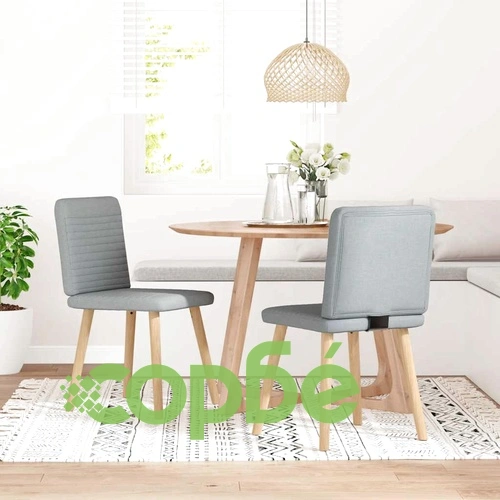 Трапезни столове, 2 бр, светлосиви, текстил, с метална основа ➤ топ цена ➤ sorbe.bg