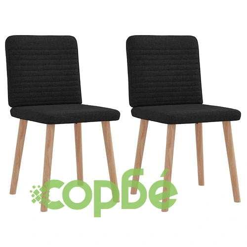 Трапезни столове, 2 бр, черни, полиестерен текстил, с метална рамка ➤ топ цена ➤ sorbe.bg