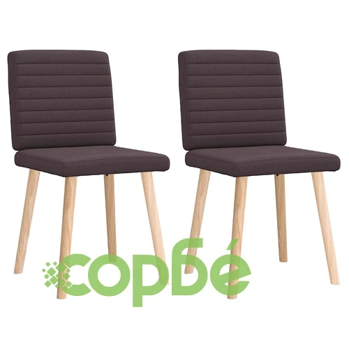 Трапезни столове, 2 бр, тъмнокафяви, полиестерен текстил с метална рамка ➤ топ цена ➤ sorbe.bg