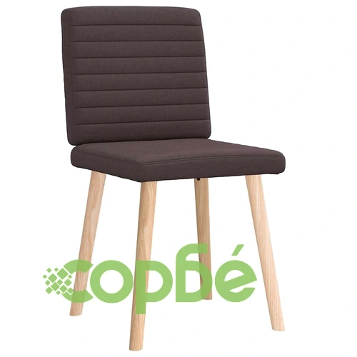 Трапезни столове, 2 бр, тъмнокафяви, полиестерен текстил с метална рамка ➤ топ цена ➤ sorbe.bg